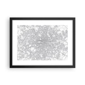 Plakat i sort ramme - Kort over Londons labyrint - 40x30 cm