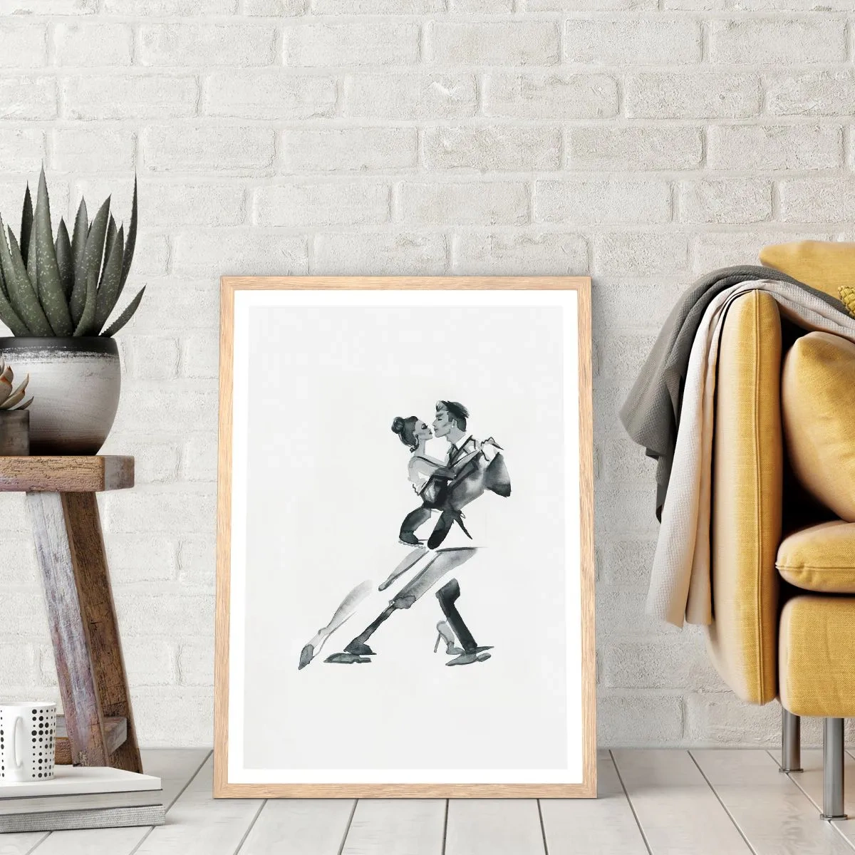 Plakat i ramme af lyst egetræ - I én rytme - 30x40 cm