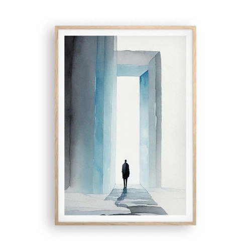 Plakat i ramme af lyst egetræ - Lev uden grænser - 70x100 cm