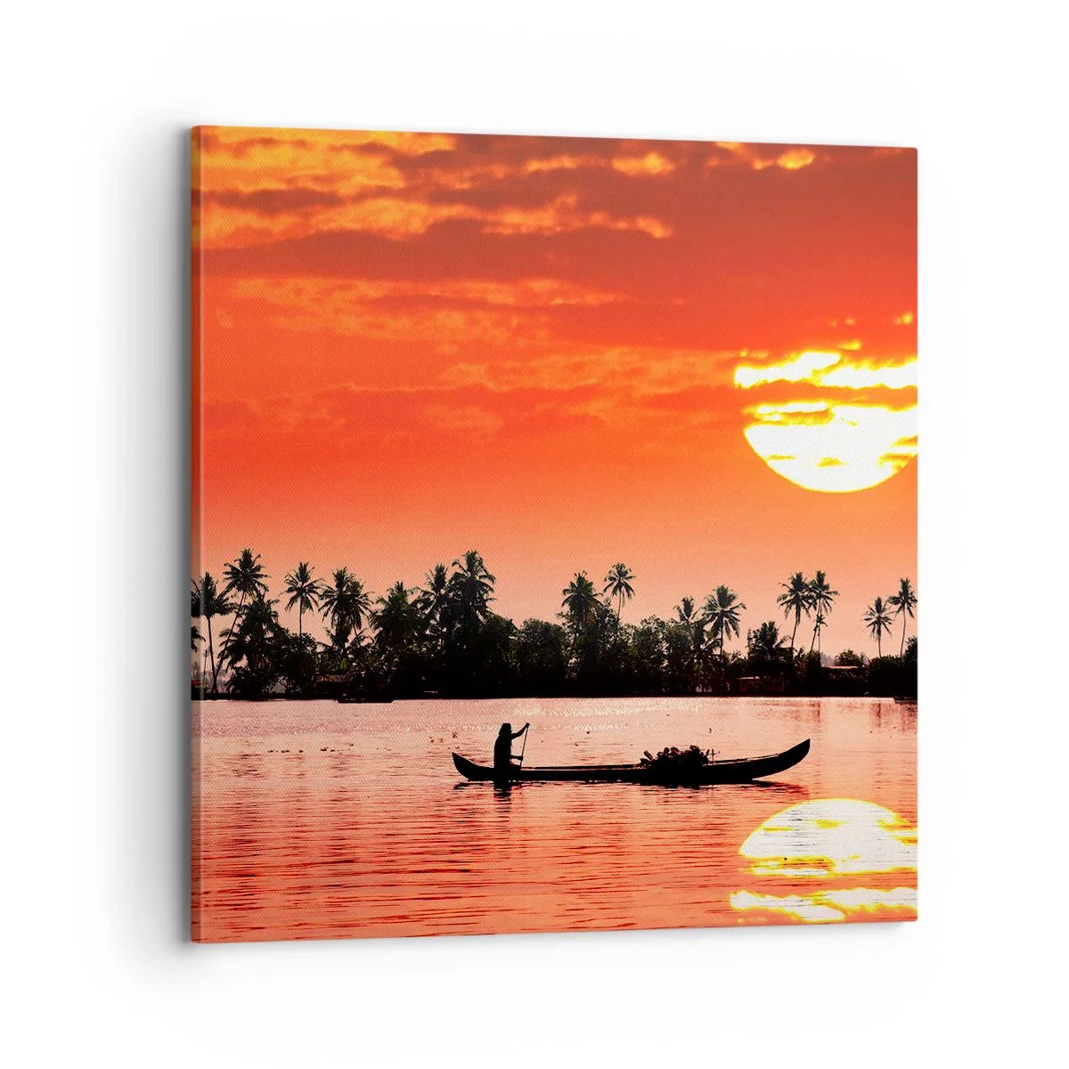 Lærredstryk - Billede på lærred - Tropernes ro ved solnedgang - 70x70 cm