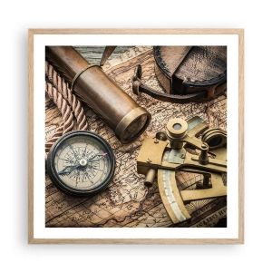 Plakat i ramme af lyst egetræ - Fastlægge kursen - 60x60 cm