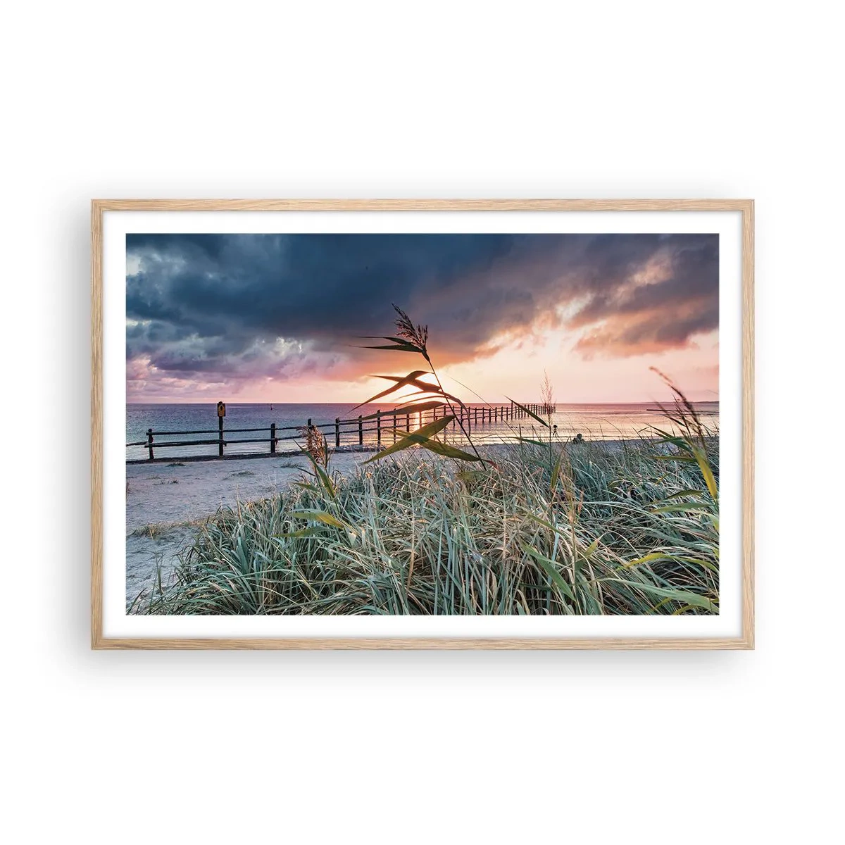 Plakat i ramme af lyst egetræ - Ikke passerer med vinden - 91x61 cm