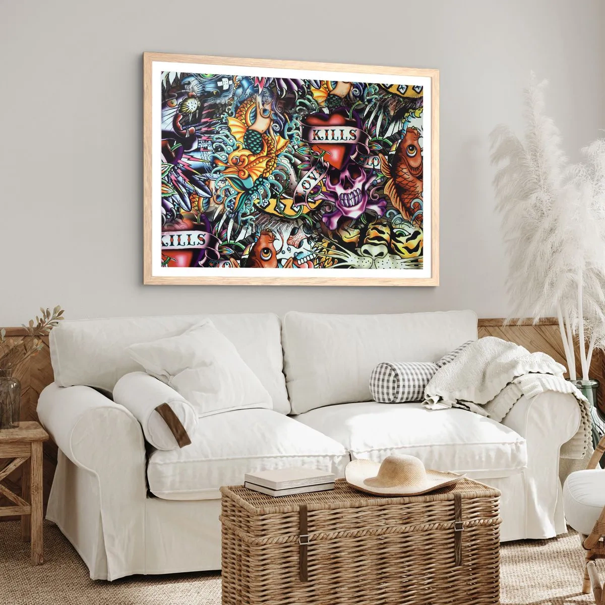 Plakat i ramme af lyst egetræ - En tatovørers drøm - 40x30 cm