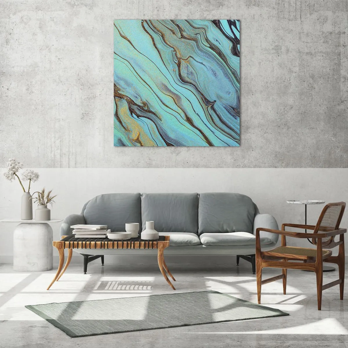 Billede på glas - Turkis tidevand - 70x70 cm