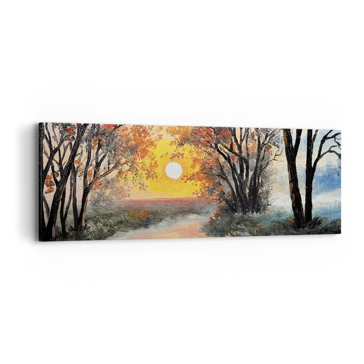 Lærredstryk - Billede på lærred - Efterårs atmosfære - 90x30 cm