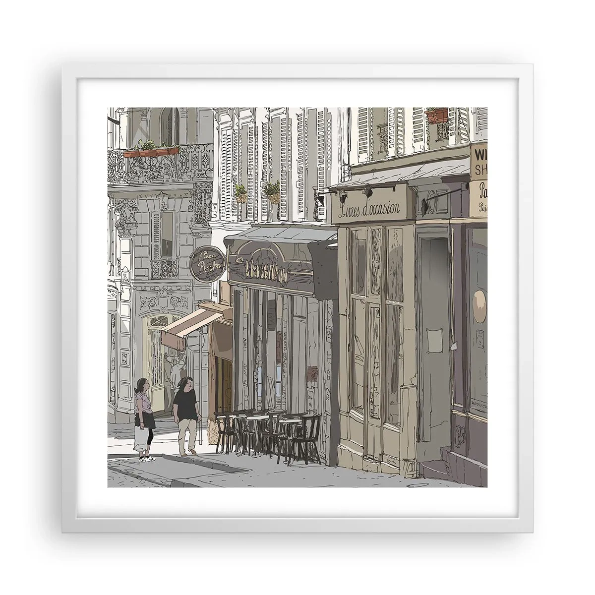 Plakat i hvid ramme - Byens glæder - 50x50 cm