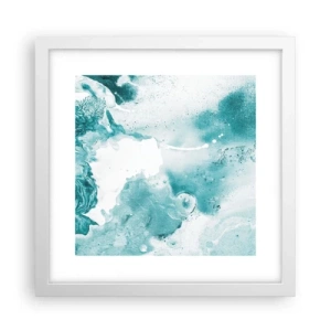 Plakat i hvid ramme - Blå oversvømmelsesflader - 30x30 cm