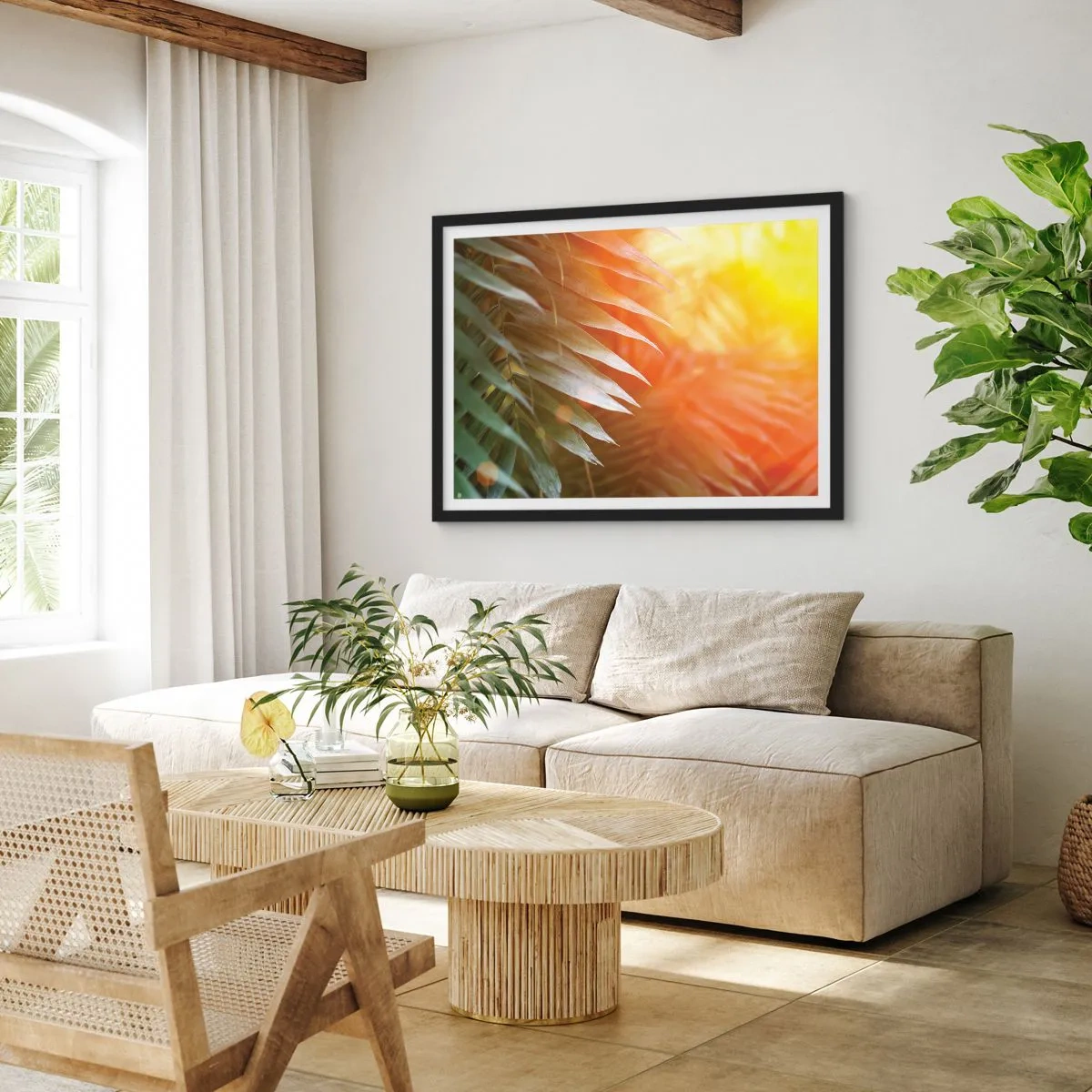 Plakat i sort ramme - Morgen i junglen - 70x50 cm