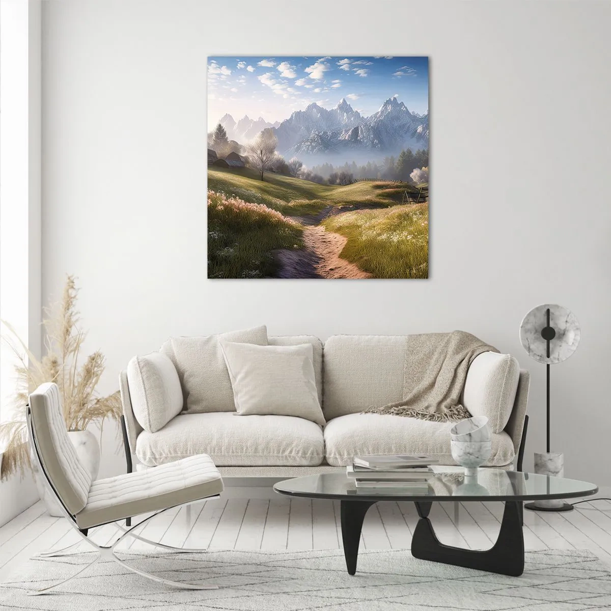 Billede på glas - Idyllisk dal - 50x50 cm