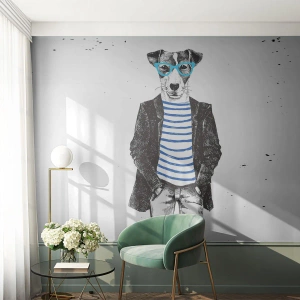 Fototapet Premium Canvas - En charme til hunden - Abstraktion, Mand, Hund - 500x350 cm