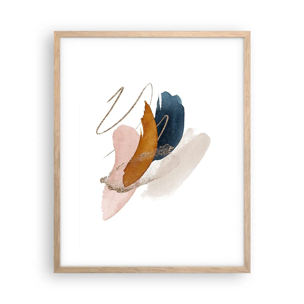 Plakat i ramme af lyst egetræ - Bevinget sammensætning - 40x50 cm