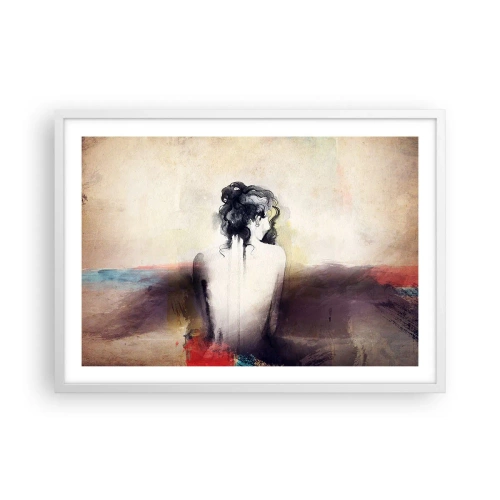 Plakat i hvid ramme - Glatte linjer, ovale former - 70x50 cm