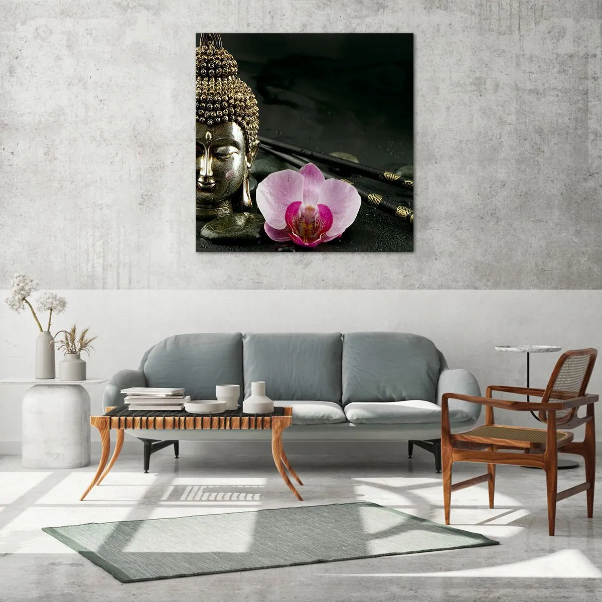 Billede på glas - Harmoni mellem visdom og skønhed - 60x60 cm