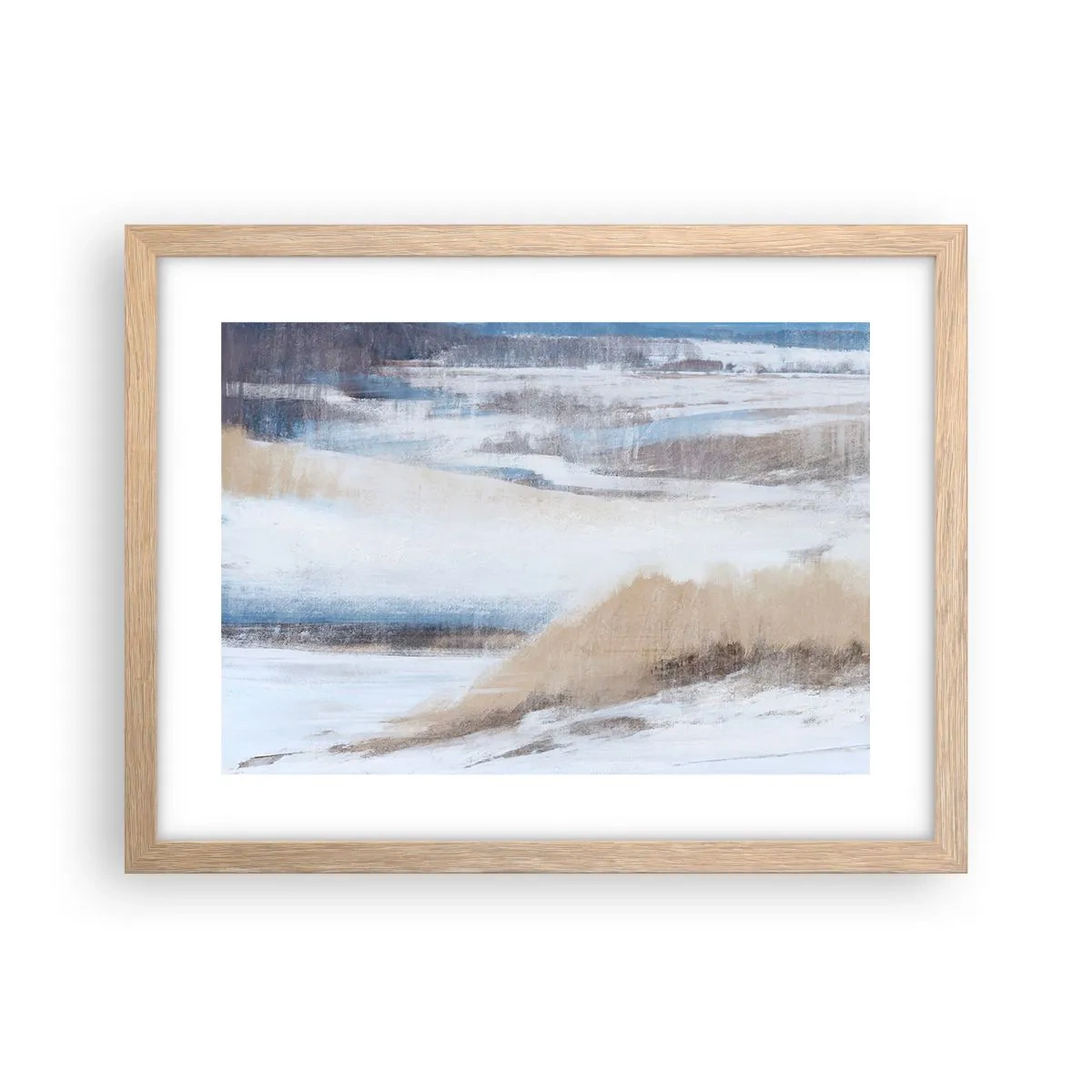 Plakat i ramme af lyst egetræ - Vinterkomposition - 40x30 cm