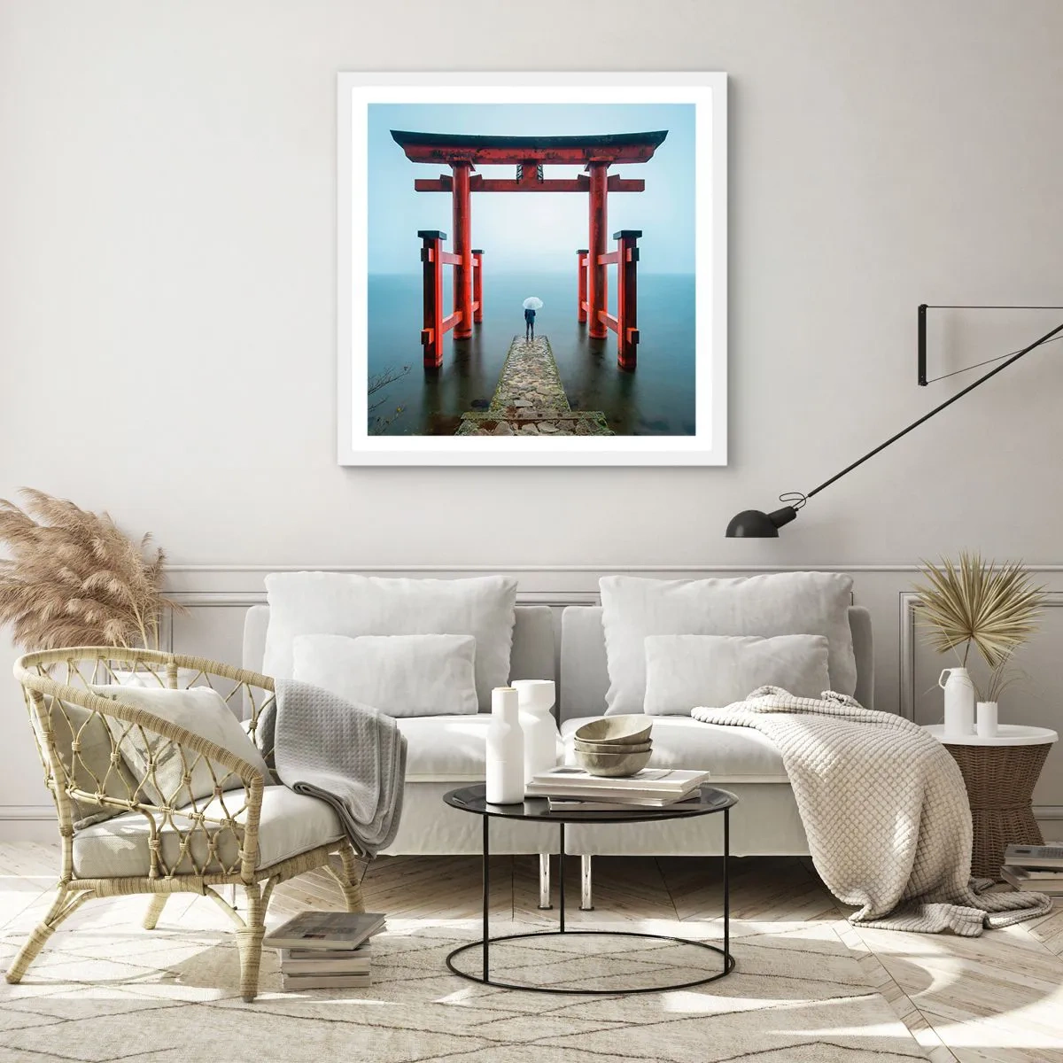 Plakat i hvid ramme - Japansk drømmeri - 50x50 cm