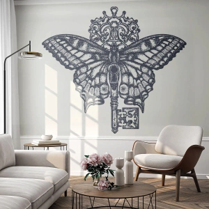 Fototapet Selvklæbende Deluxe Sticker - Alle hjertets hemmeligheder - Abstraktion, Sommerfugl, Nøgle - 200x140 cm