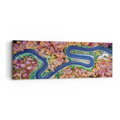 Lærredstryk - Billede på lærred - En snoet vej gennem skoven - 90x30 cm