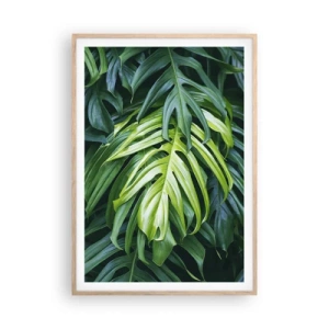 Plakat i ramme af lyst egetræ - Fordyb dig i friskhed - 70x100 cm