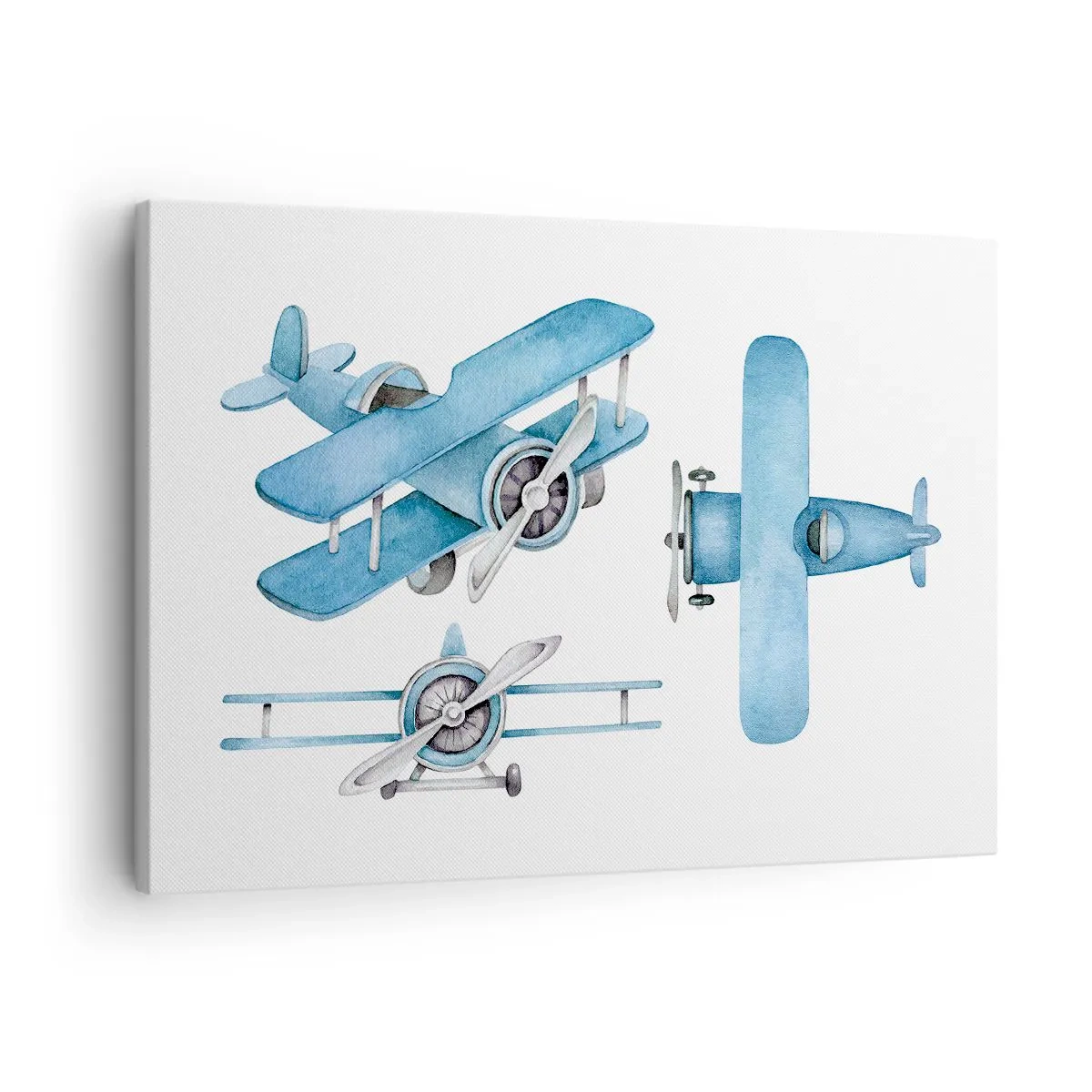 Lærredstryk - Billede på lærred - Blå retro-fly - 70x50cm - En født vinder - Moderne vægdekoration til stue og soveværelse ARTTOR