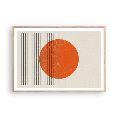 Plakat i ramme af lyst egetræ - Altid solen - 100x70 cm