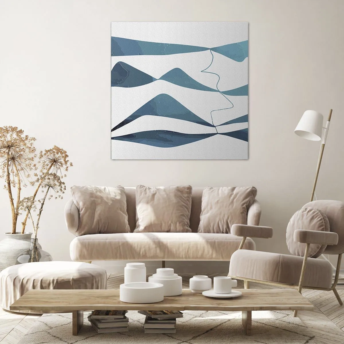 Lærredstryk - Billede på lærred - Abstraktion: en turkis sammensætning - 50x50 cm