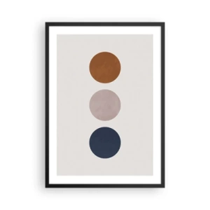 Plakat i sort ramme - Minimalistiske cirkler i varme nuancer på en lys baggrund - 50x70cm - Et symbol på perfektion - Moderne vægdekoration til stue og soveværelse ARTTOR