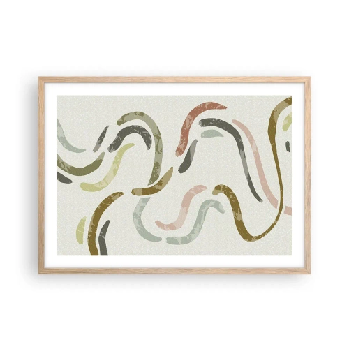 Plakat i ramme af lyst egetræ - Abstraktionens glade dans - 70x50 cm