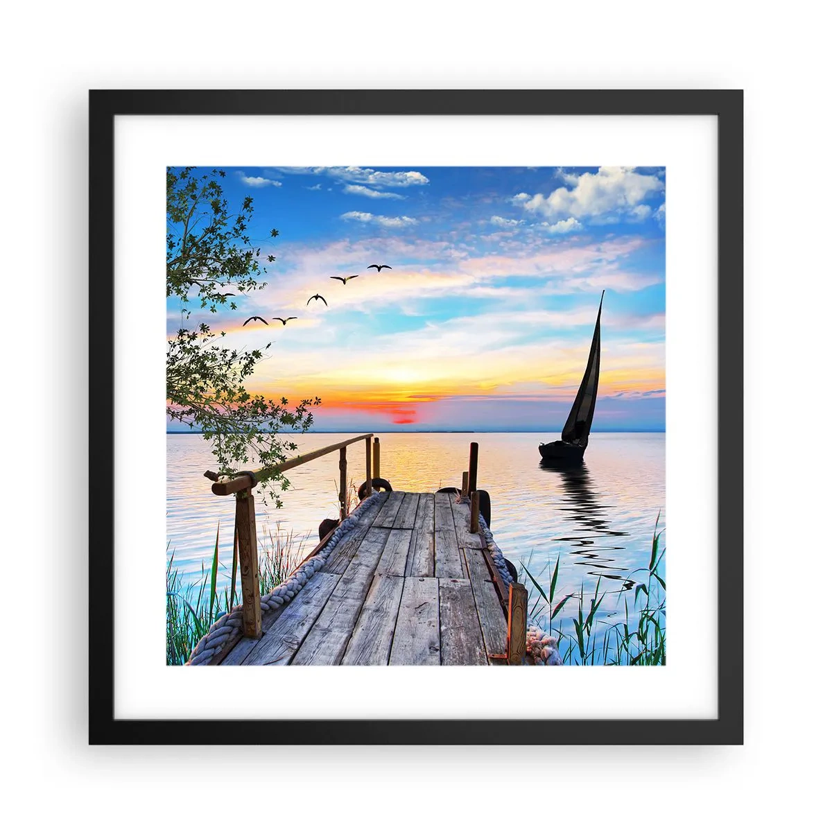 Plakat i sort ramme - Godaften - 40x40 cm
