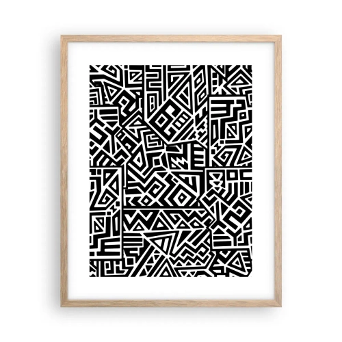 Plakat i ramme af lyst egetræ - Præcolumbiansk sammensætning - 40x50 cm