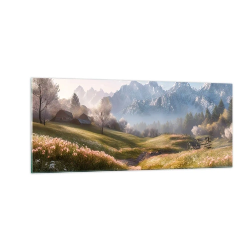 Billede på glas - Idyllisk dal - 100x40 cm