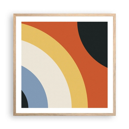 Plakat i ramme af lyst egetræ - Over for hinanden - 60x60 cm