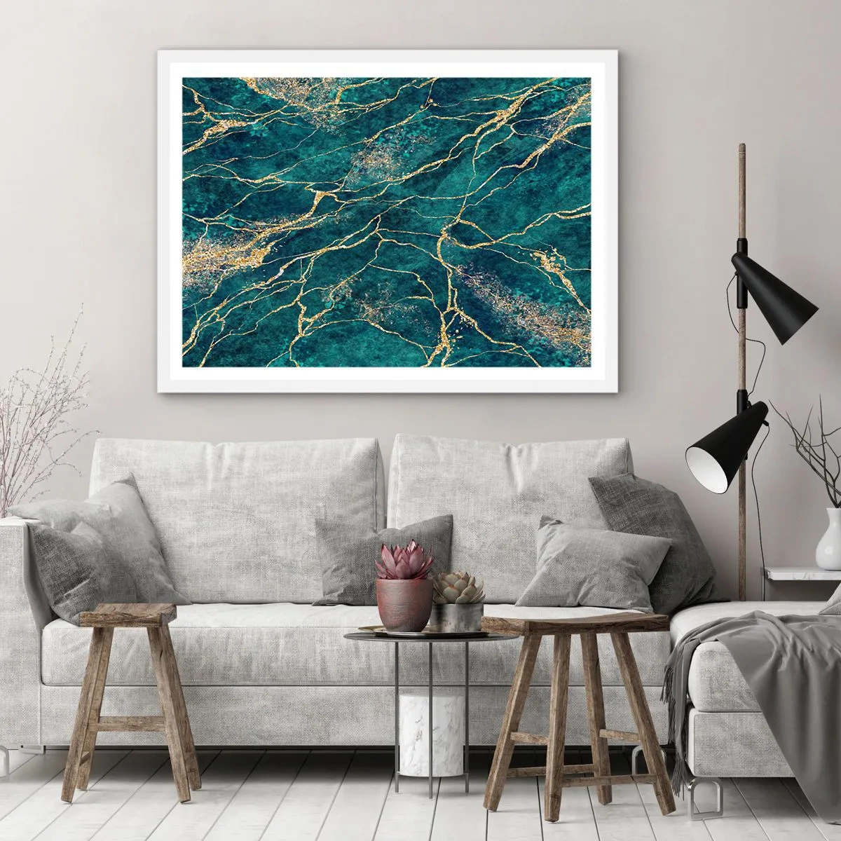 Plakat i hvid ramme - Guldåre - 100x70 cm