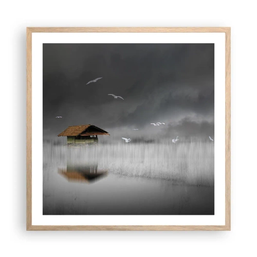 Plakat i ramme af lyst egetræ - Beskyttelse mod regnen - 60x60 cm