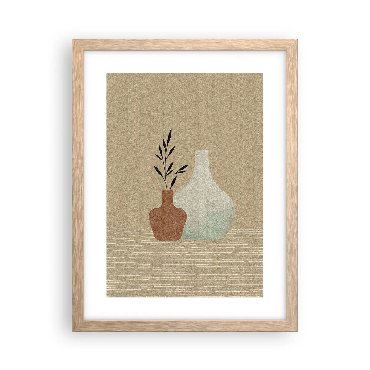 Plakat i ramme af lyst egetræ - Vase og dens idé - 30x40 cm