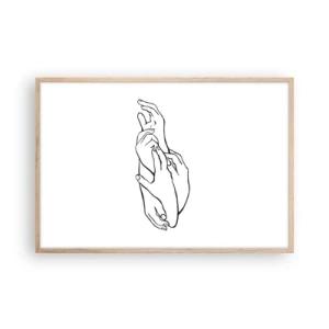 Plakat i ramme af lyst egetræ - God berøring - 91x61 cm