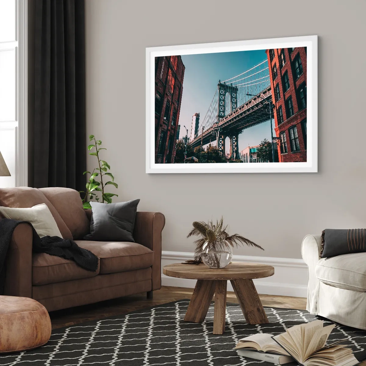 Plakat i hvid ramme - Over byens bølger - 91x61 cm