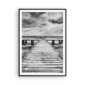 Plakat i sort ramme - Jeg venter på, at vinden blæser væk... - 70x100 cm