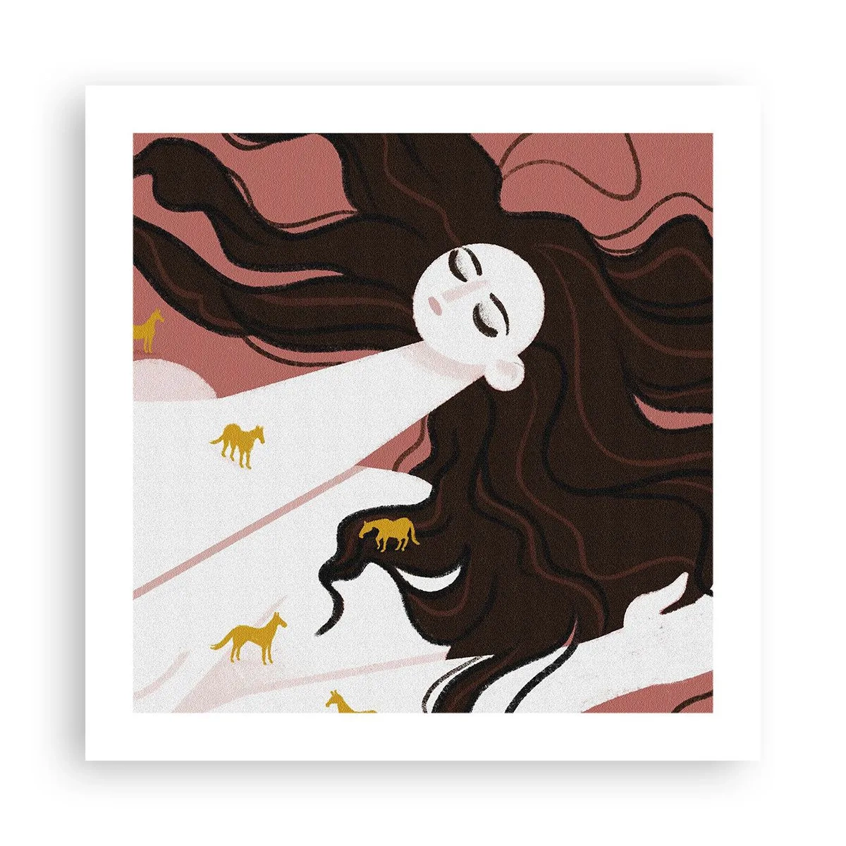 Plakat - Drøm om en gylden hest - 50x50 cm