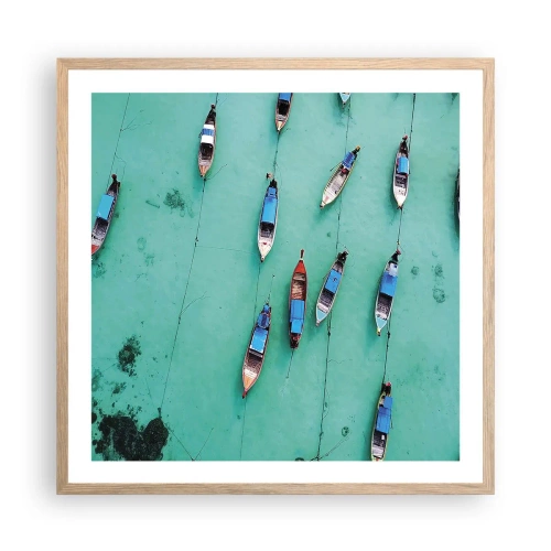 Plakat i ramme af lyst egetræ - I glædelig forventning - 60x60 cm