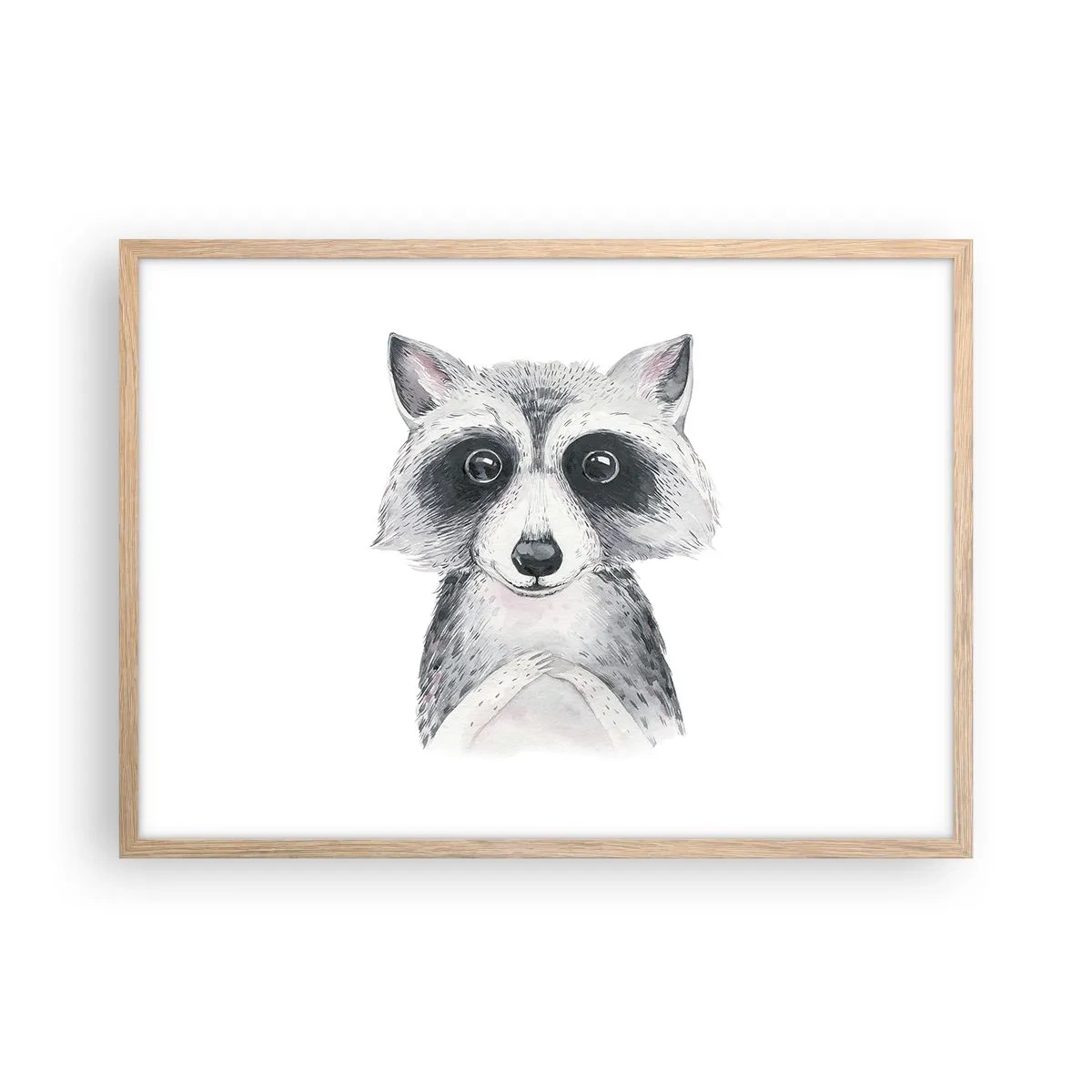 Plakat i ramme af lyst egetræ - Et øjeblik til at trække på skuldrene - 70x50 cm