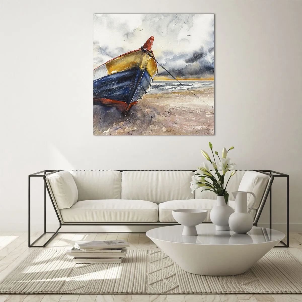 Billede på glas - Hvile på stranden - 50x50 cm