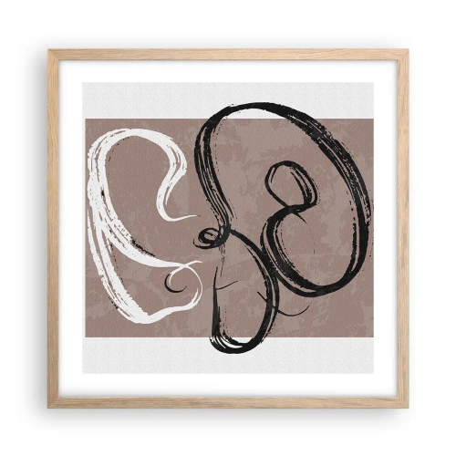 Plakat i ramme af lyst egetræ - Komposition - en søgen efter fuldstændighed - 50x50 cm