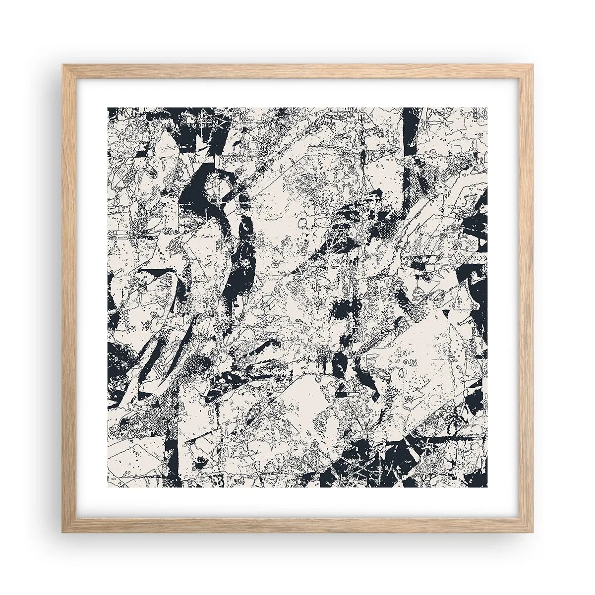 Plakat i ramme af lyst egetræ - Modsætningernes gennemtrængning - 50x50 cm