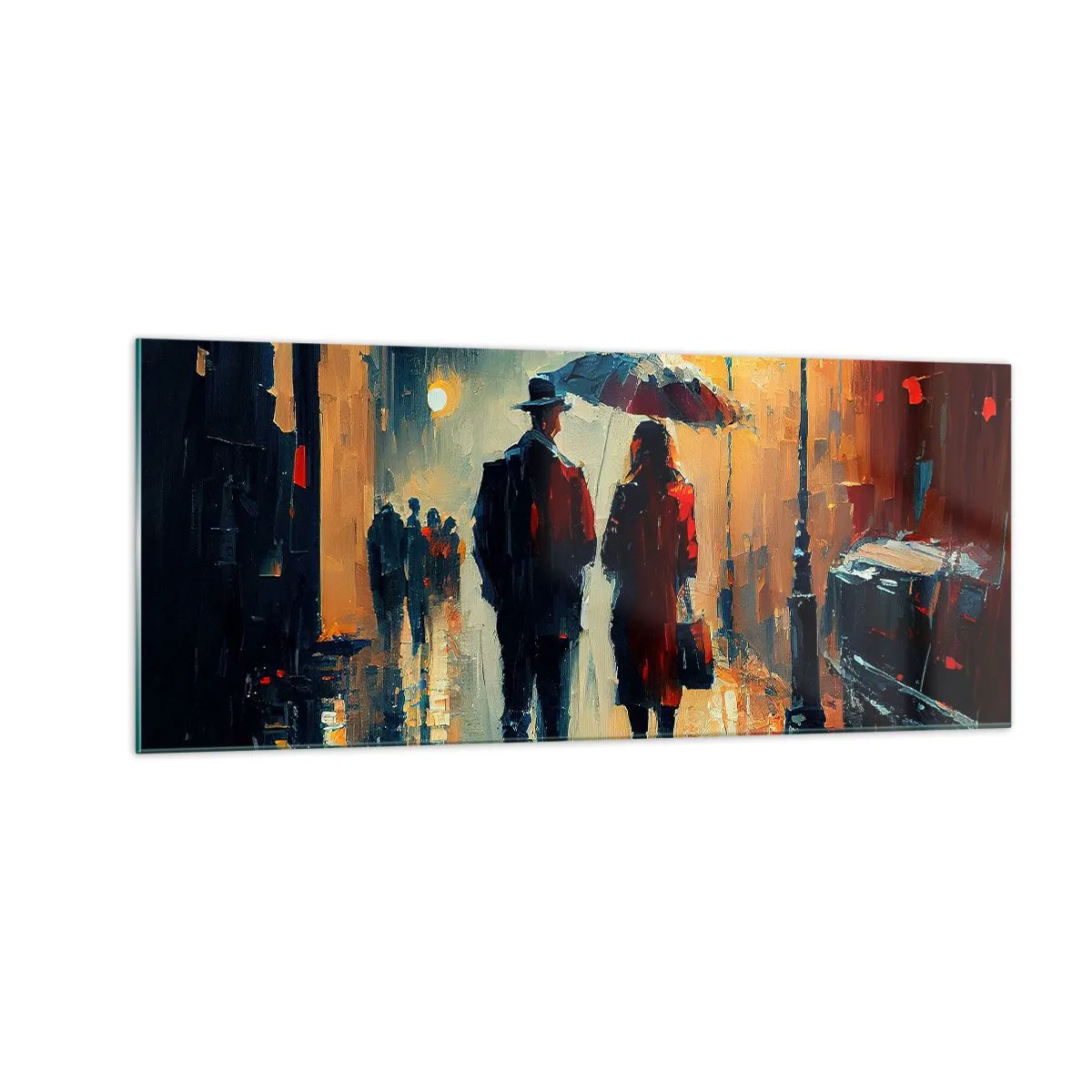 Billede på glas - Urban kærlighedshistorie - 100x40 cm