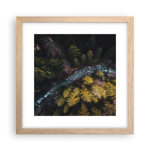 Plakat i ramme af lyst egetræ - Hurtigt, stadig hurtigere - 30x30 cm