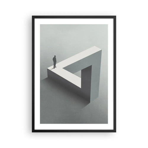 Plakat i sort ramme - En figur på en umulig geometrisk figur - 50x70cm - Og dog er det muligt - Moderne vægdekoration til stue og soveværelse ARTTOR