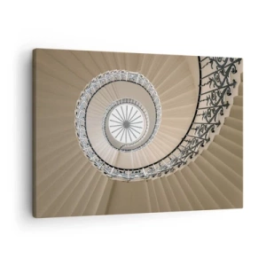 Lærredstryk - Billede på lærred - Vindeltrappe i en elegant geometrisk udformning - 70x50cm - I midten af en skal - Moderne vægdekoration til stue og soveværelse ARTTOR