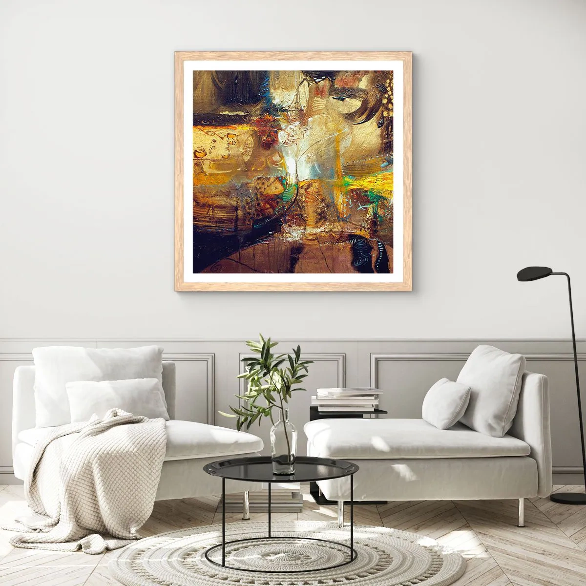 Plakat i ramme af lyst egetræ - Kold, varm, meget varm - 50x50 cm