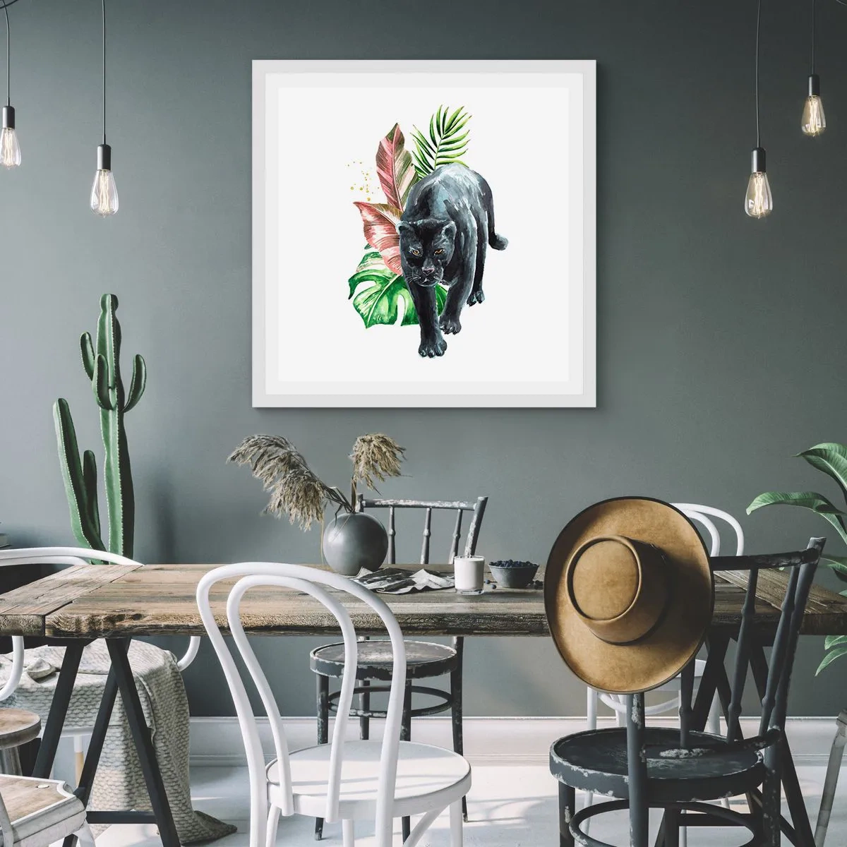 Plakat i hvid ramme - Vild i hjertet - 60x60 cm