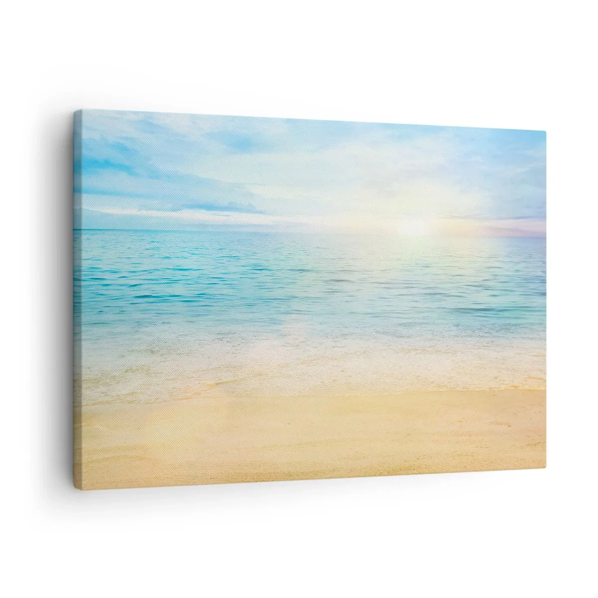 Lærredstryk - Billede på lærred - En strand med turkisblåt hav og klar himmel - 70x50cm - Det store blå - Moderne vægdekoration til stue og soveværelse ARTTOR